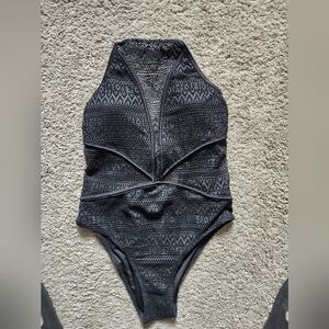 Black Mesh One-Piece Swimsuit